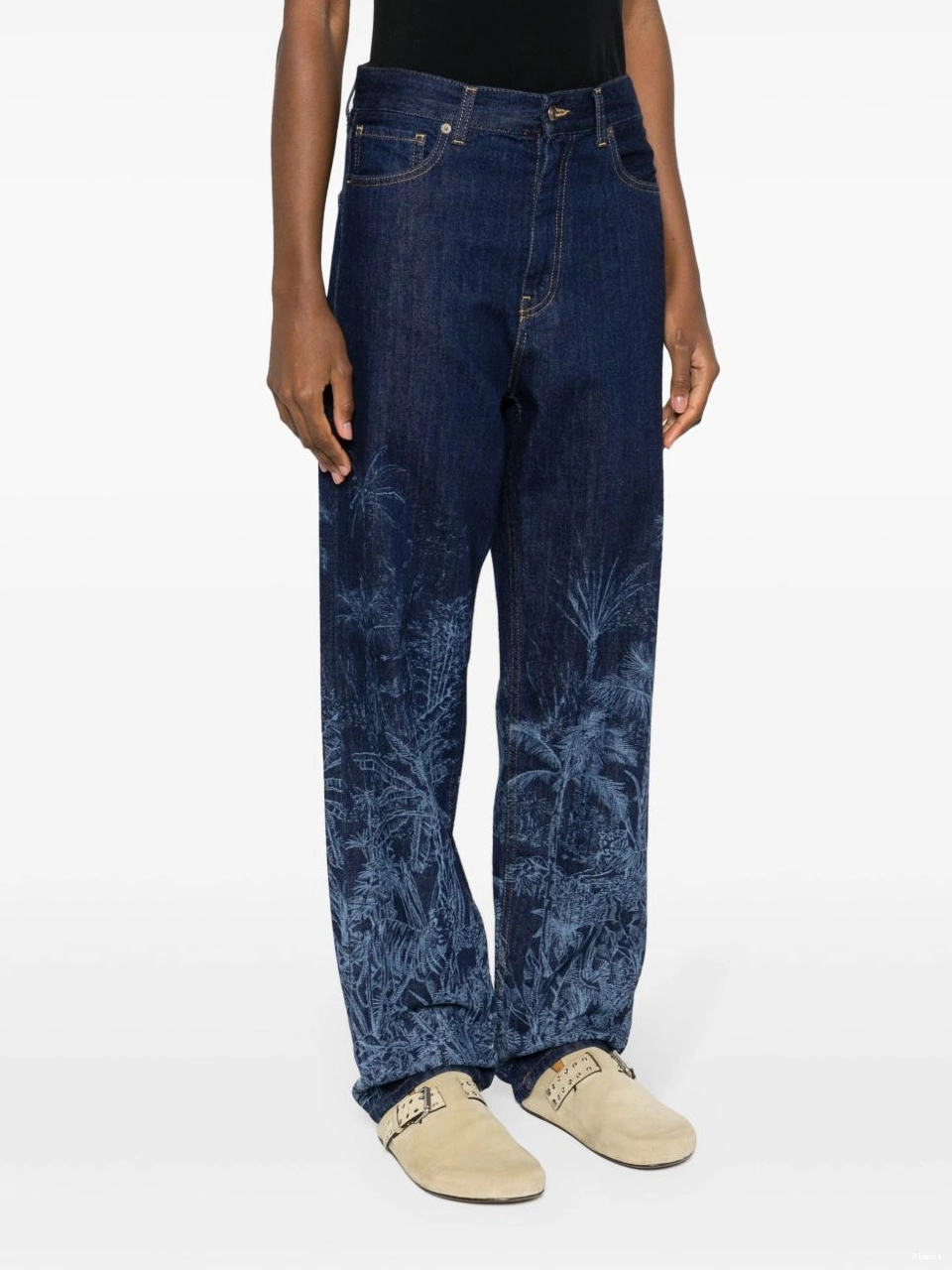 Affordable Toile straight-leg Jouy jeans Jungle Alanui de Women 0708